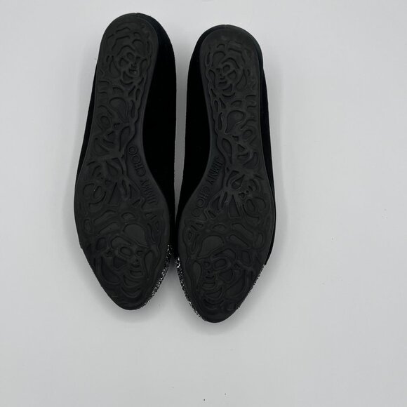 Jimmy Choo Black Suede & Glitter Cap-Toe Ballet Flats – Size 37.5 (US: 7/7.5) - Picture 5 of 6
